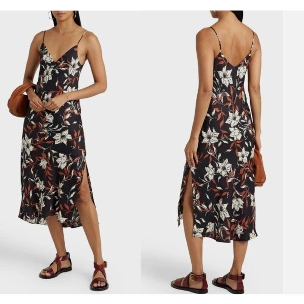 Rag and Bone Mallory Floral‎ Silk Midi Dress Twill Slip Tank Indie Small